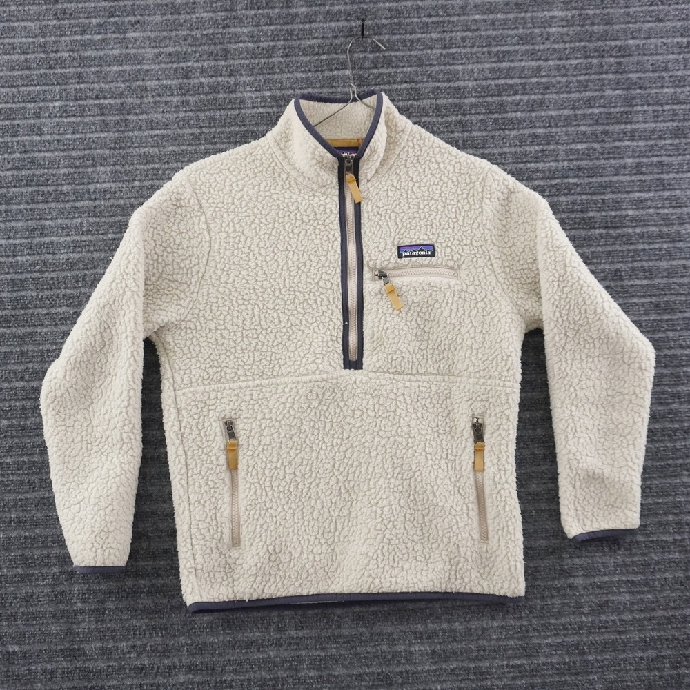 Patagonia Retro Pile Fleece Pullover Women XS Cream Quarter Zip